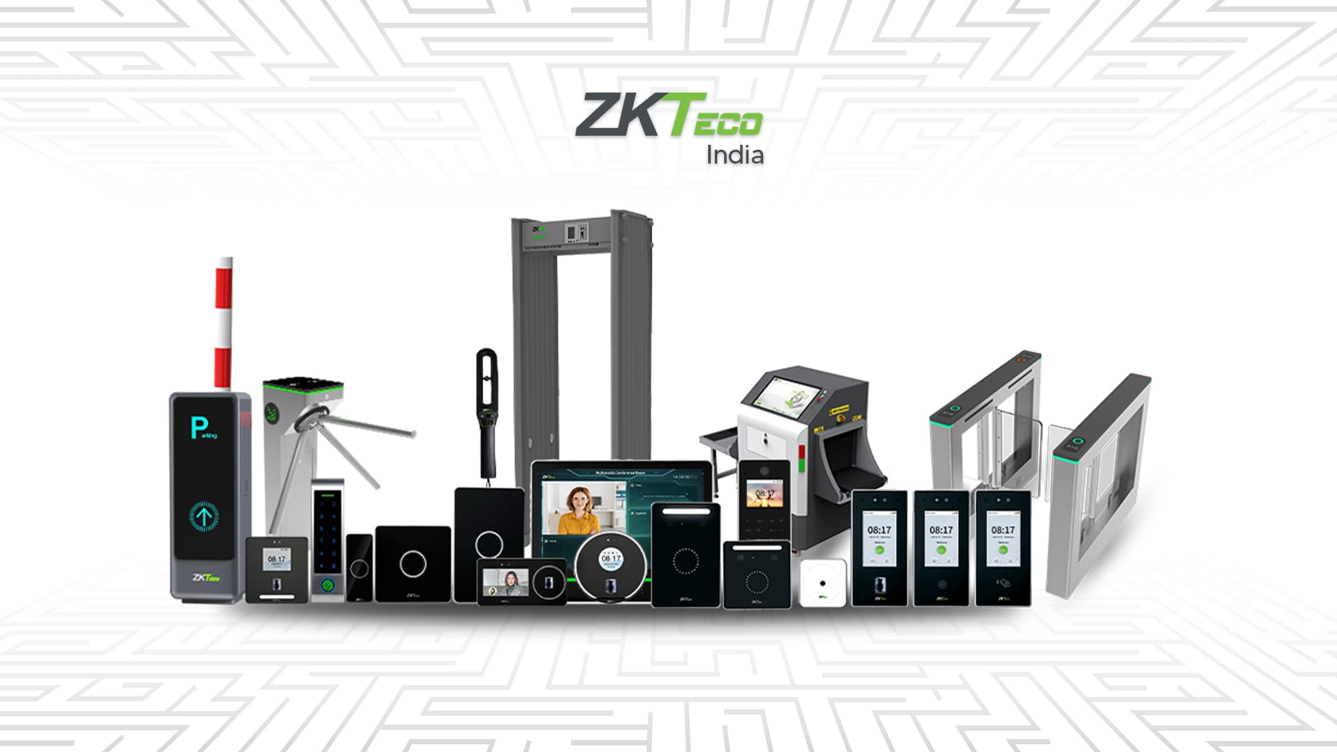ZKTeco biometric devices at industrial facility gate — face recognition terminals and access control