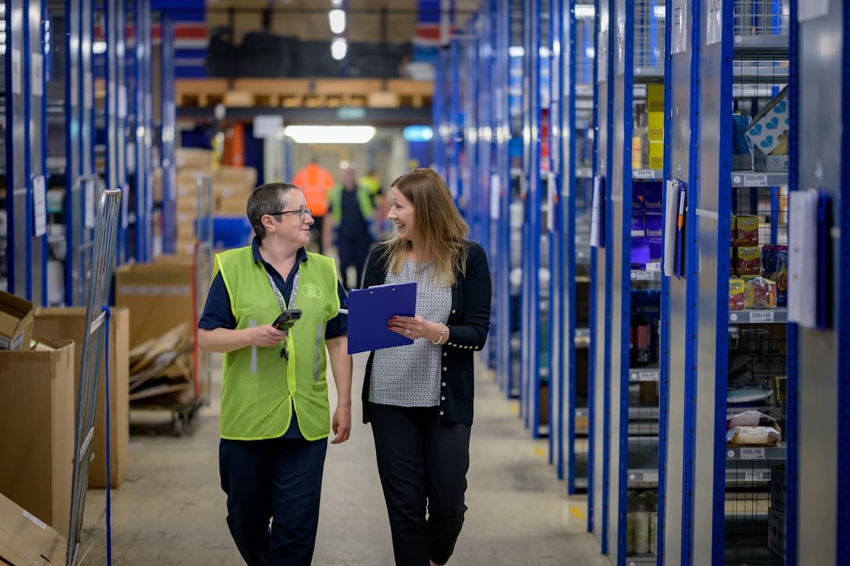 Warehouse workers managing logistics operations